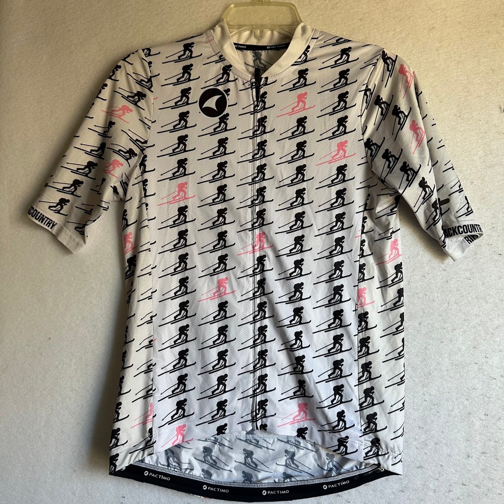 Pactimo Womens Cycling Jersey Large White Skier Print Cripple Creek Backcountry